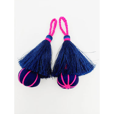 Navy Blue and Fuchsia Pink Pumpkin Tassels, Latkan, Indian Tassels